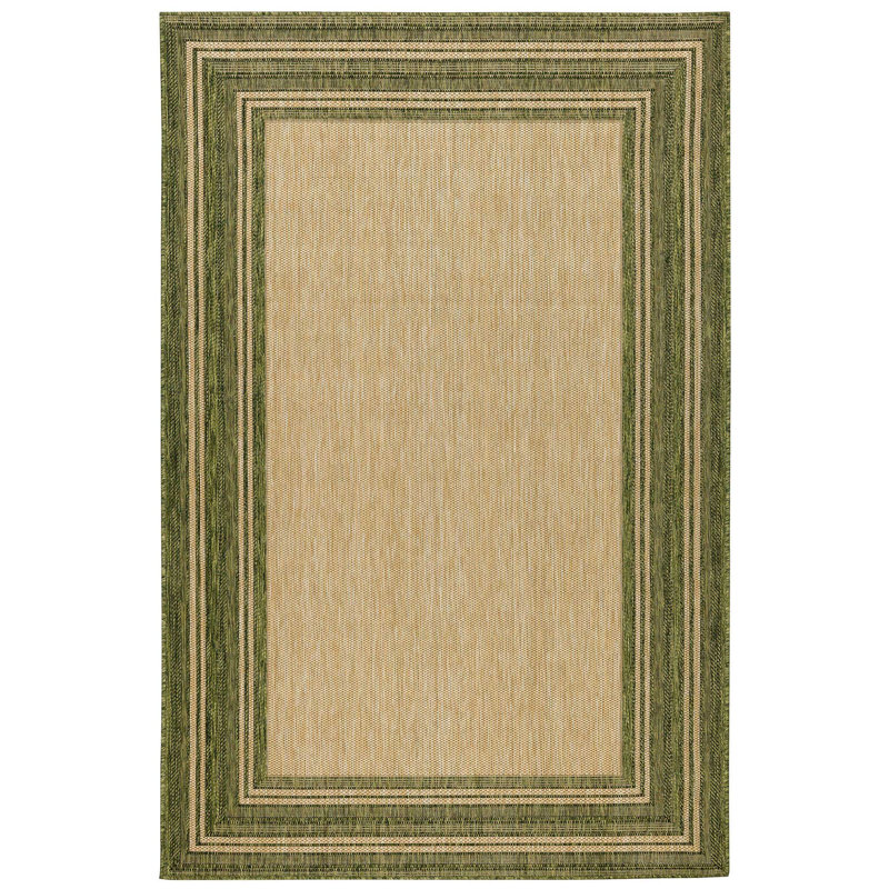 Highland Dunes Desantiago Geometric Green/Beige Indoor / Outdoor Area